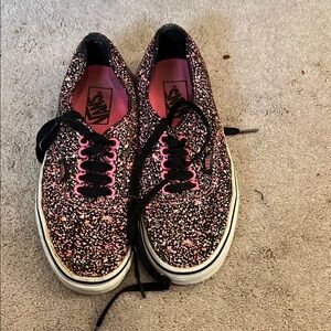 Vans Black and Pink Glitter Sneakers
